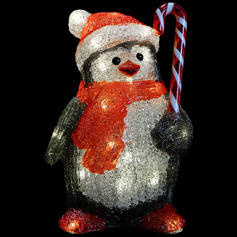 12" LED Acrylic Santa Penguin Outdoor Christmas Decoration - Black