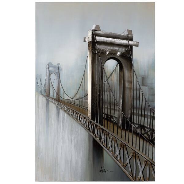 slide 2 of 5, Yosemite Home Decor 'Gateway to the City' Original Hand-Painted Canvas Art - Multi-Color