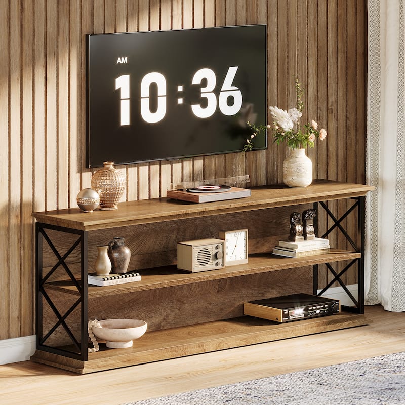 TV Stand for 55/60/65/75-Inch TVs, Entertainment Center with Shelves, Media TV Console for Living Room, Bedroom