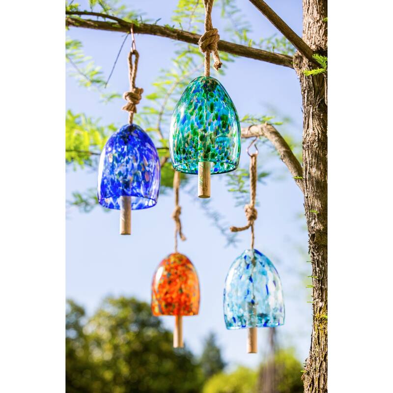 Art Glass Speckle Light Blue Bell Chime