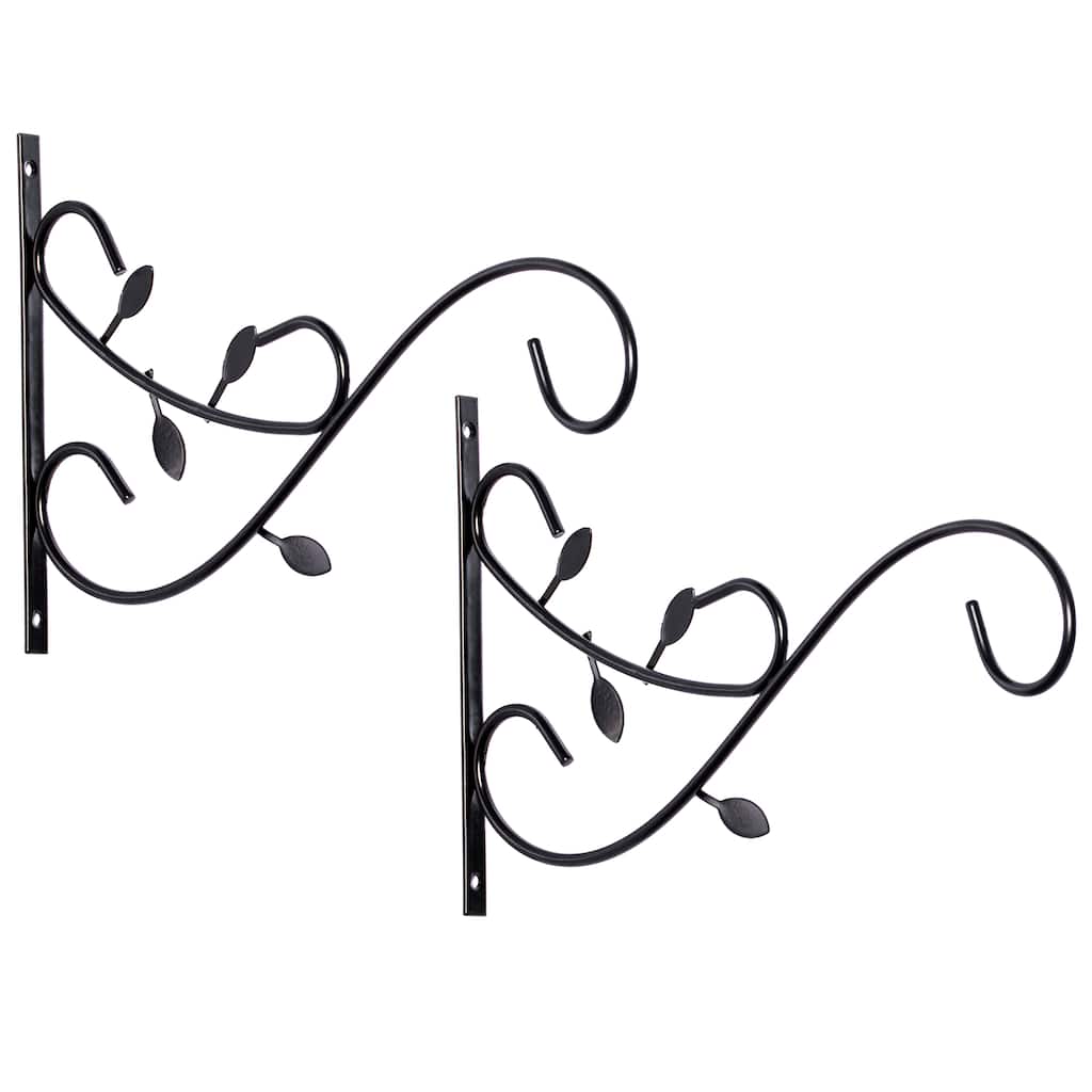 Decorative Metal Wall Mounted Hook for Hanging Plants, Bracket Hanger Flower Pot Holder, 2 Pack