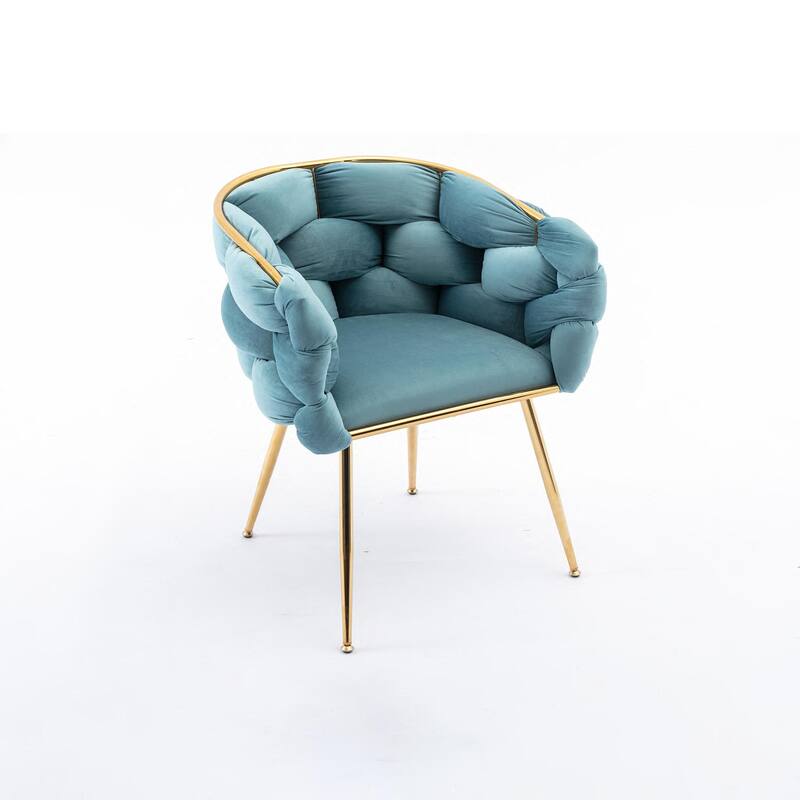 Blue 28.7" Velvet Upholstered Accent Chair with Gold Legs