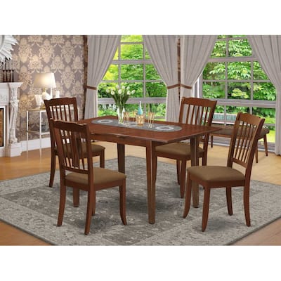 HomeStock 5-Pc Mahogany Finish Solid Wood Top - Rectangular Dining Room Set with Butterfly Leaf - Seats 4