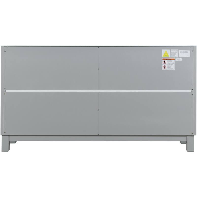 Large Storage Space Sideboard, 4 Door Buffet Cabinet with Pull Ring Handles
