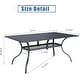 preview thumbnail 3 of 3, Outdoor Patio 2 Tiers Iron Steel Slatted Rectangle Dining Table Black with Umbrella Hole for 6 Person - 60" x 37"