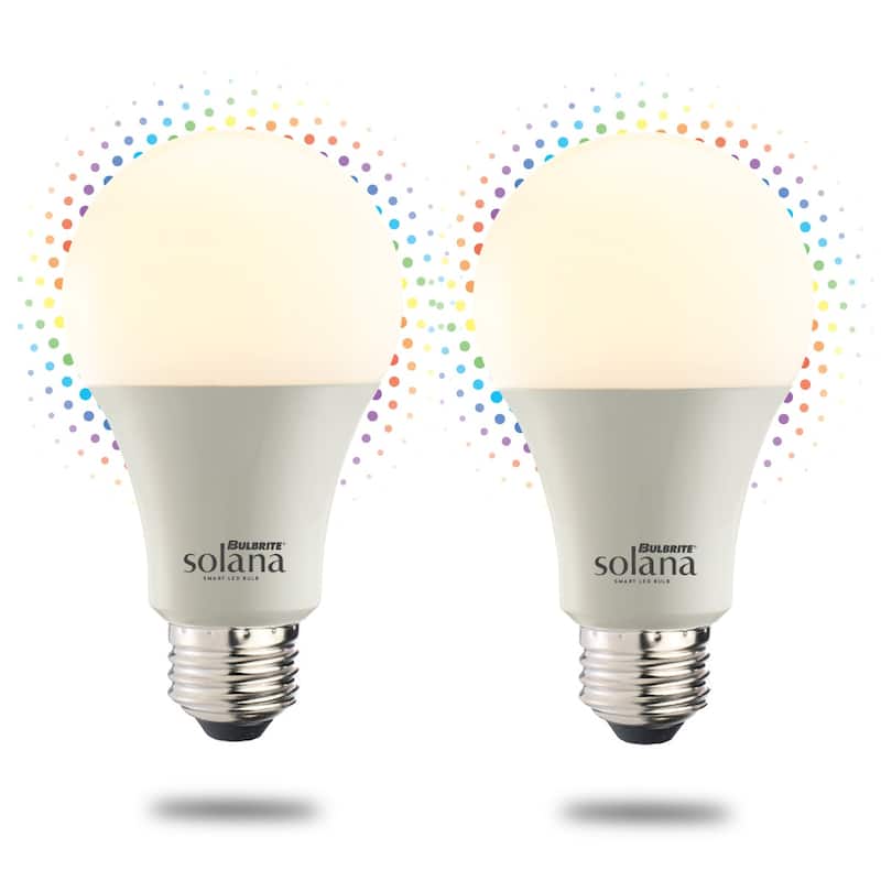 Bulbrite Solana Smart LED A19 60W Equivalent Color Changing WIFI Light Bulb, Frost, 2PK - 2200K-6500K / Multi-Color