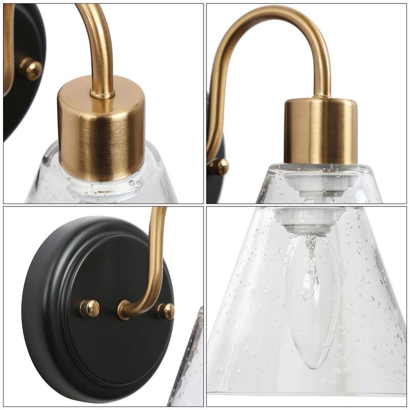 Zenith Modern Transitional 1-light Wall Sconce Black Gold LED Dimmable Bathroom Vanity Light