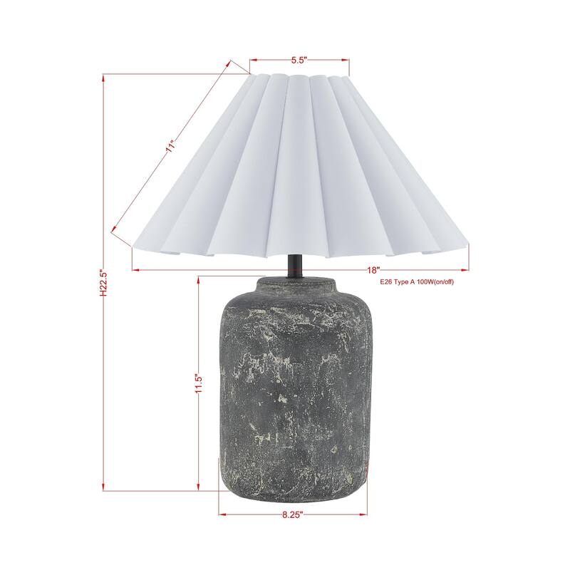 Burbank 23" Table Lamp with Linen Shade, Weathered Dark Grey