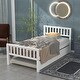 preview thumbnail 1 of 3, Twin Size Platform Bed Frame with Trundle,Headboard and Footboard, for Bedroom Small Living Space White
