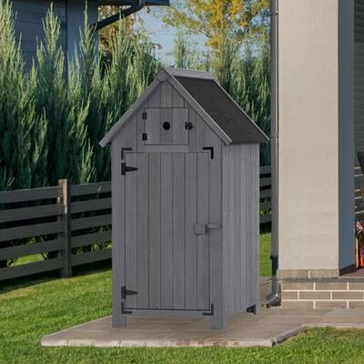 MCombo Small Outdoor Storage Cabinet Shed with Door and Shelves (30.3" x 21.5" x 56"), Wooden 0733 - 30.3”x21.5”x56”