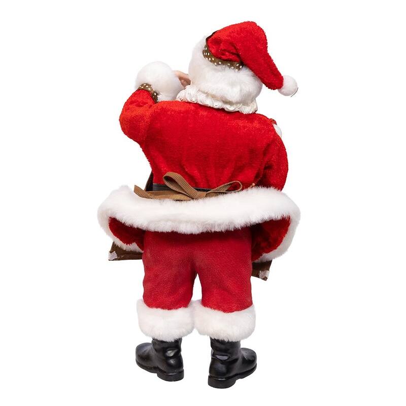 Kurt Adler 10.5-Inch Fabriche Santa with Oversized -InchI Love Coffee-Inch Cup and Creamer