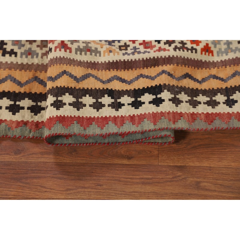Kilim Qashqai Persian Vintage Rug Flatweave Traditional Wool Carpet - 4'2"x 7'8"