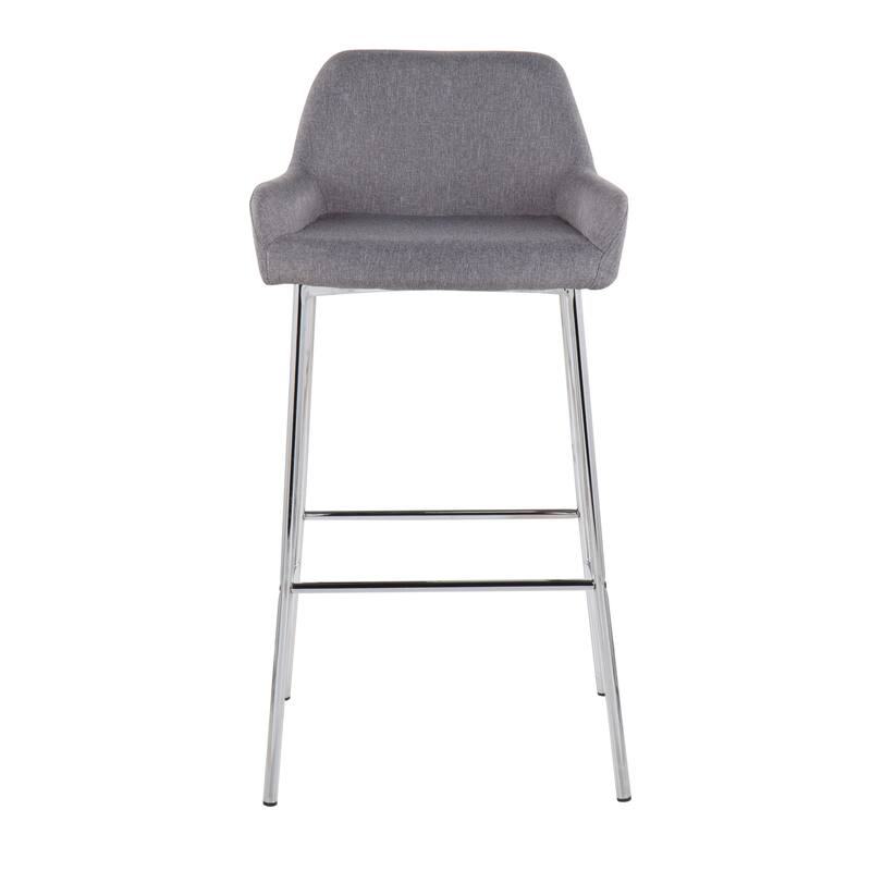Silver Orchid Galotti Chrome Fixed-Height Upholstered Bar Stool - Set of 2