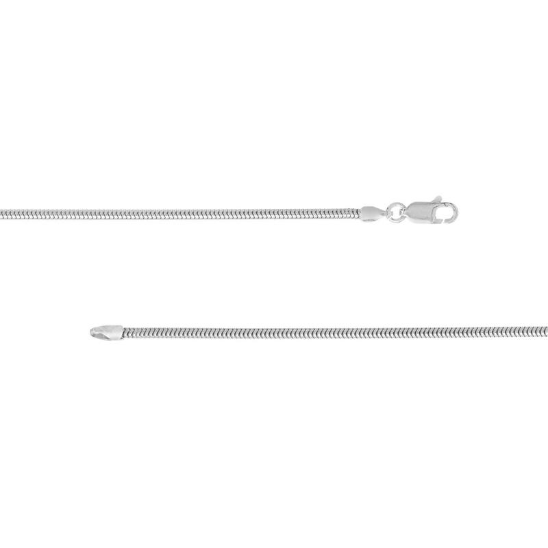 Curata 925 Sterling Silver Rhodium Plated 1.9mm Snake Chain Necklace