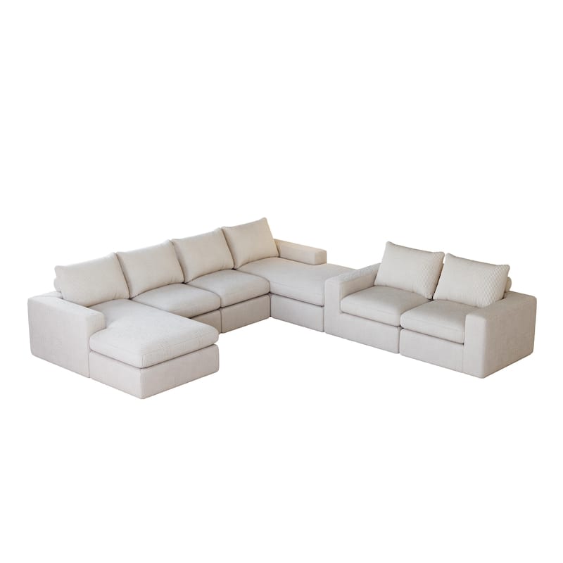 L-shaped Sectional Sofa Set of 2 Corduroy Upholstered Cloud Modular Couch with Chaise Free Combination Sectional Sofa Set