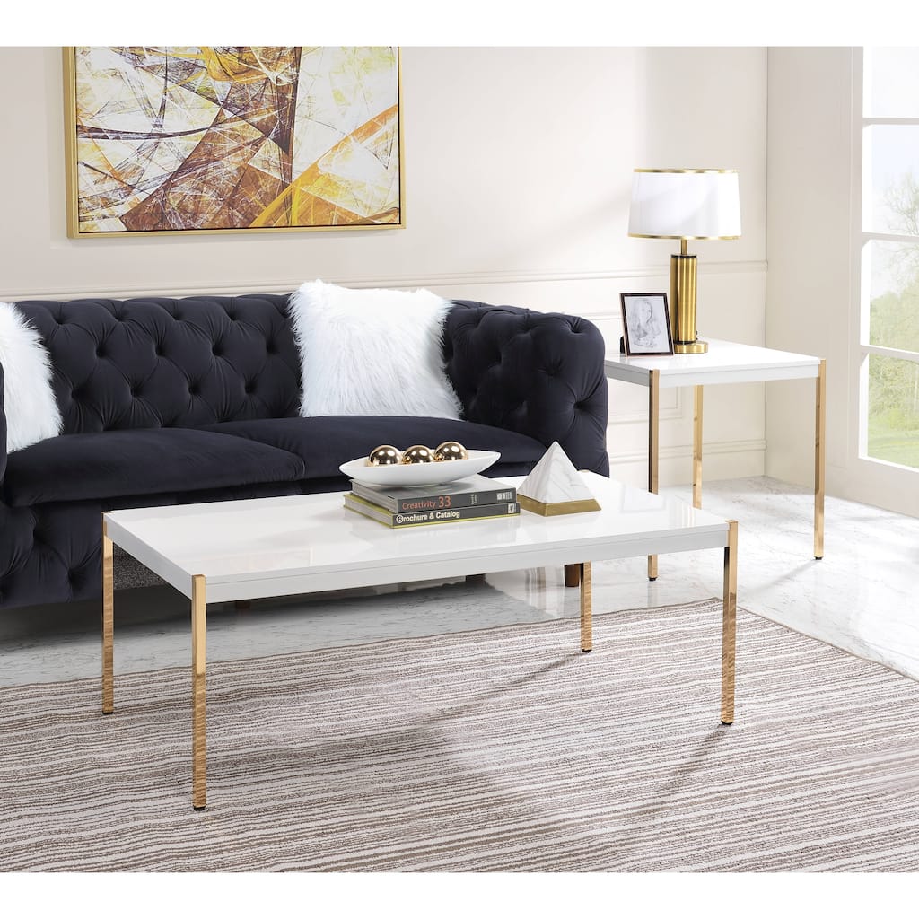 Otrac White & Gold Chic Finish Coffee Table - Gold,White