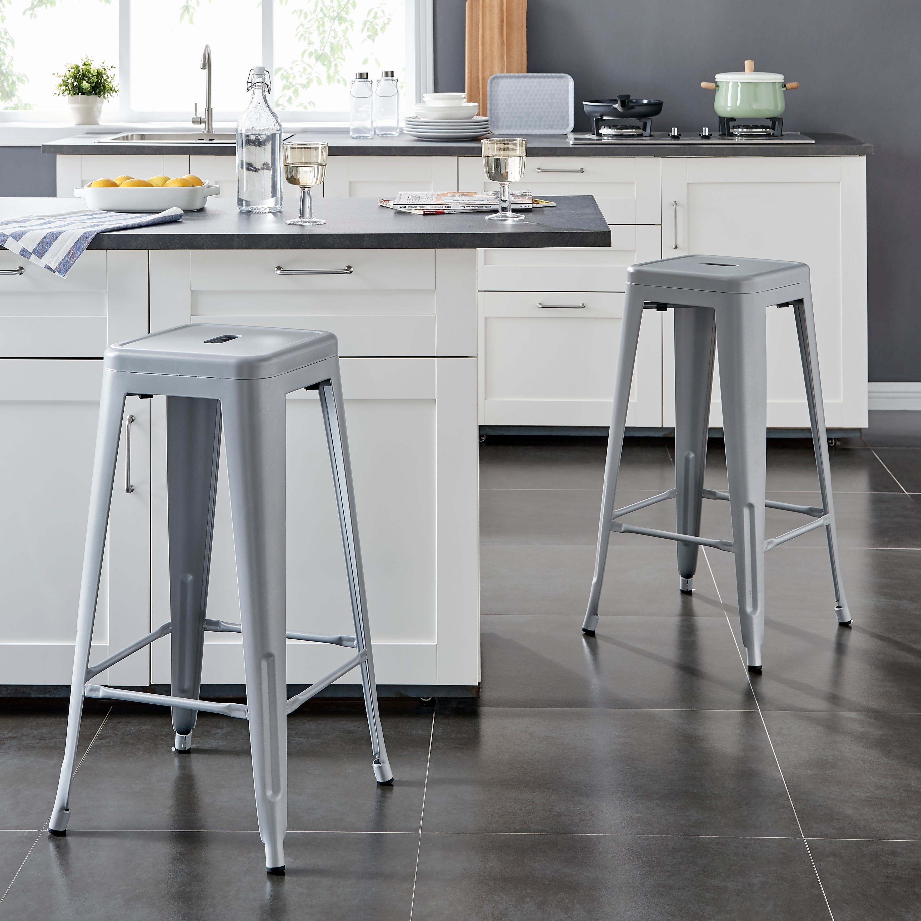 Rustic Vintage Metal Bar Stools Set of 2 On Sale Bed Bath