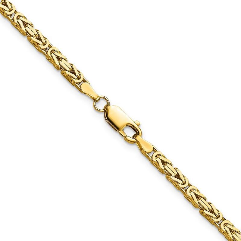 Curata 14k Yellow Gold 7" OR 8" Solid 2.5mm Square Byzantine Chain Bracelet for men or women