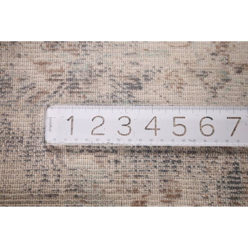 Silver Gray Abstract Indian Area Rug Handmade Wool Carpet - 5'1"x 8'0"