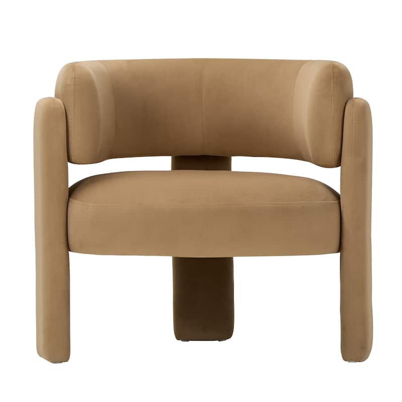 Modern Velvet Barrel Accent Chair - 3-Leg Design for Living Room, Bedroom