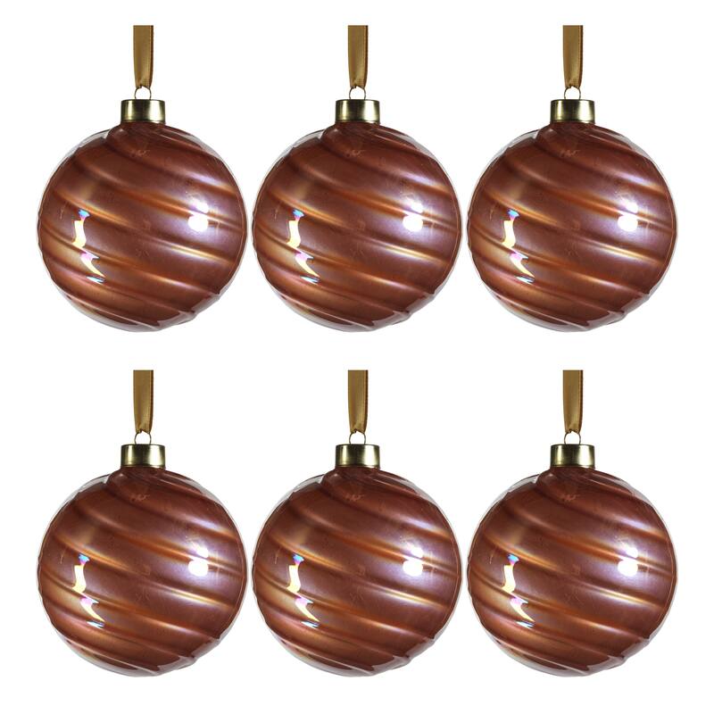 Pearl Luster 4" Glass Ball Ornaments, Set of 6