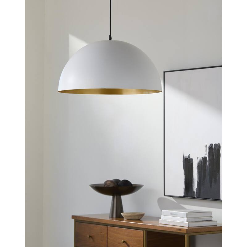 Livabliss Liguge Rustic Pendant - 20"L x 20"W x 11"H - White