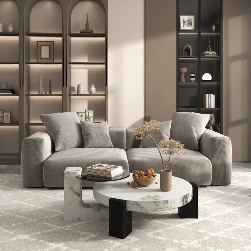 102" Oversized Corduroy Sectional Sofa Modern Wide Couch