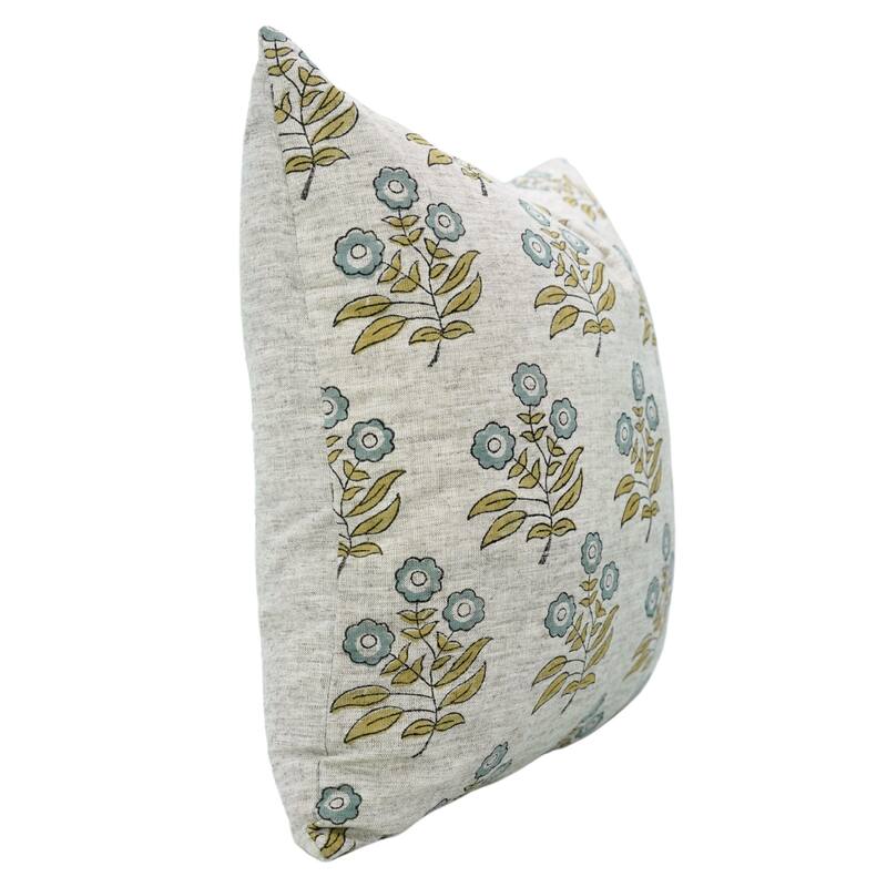 Fabdivine Soft Pillow Cover Shape Floral Block Print for Hotel Couch Spring Guest Room Blue Farmhouse, Mohini