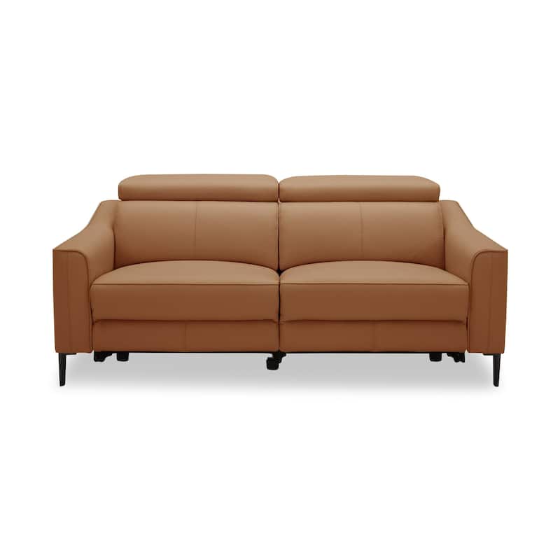 Divani Casa Eden Modern Camel Leather Loveseat With 2 Recliners