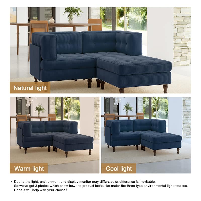 Oversized Sofa Corduroy Tufted Modular Sectional Set