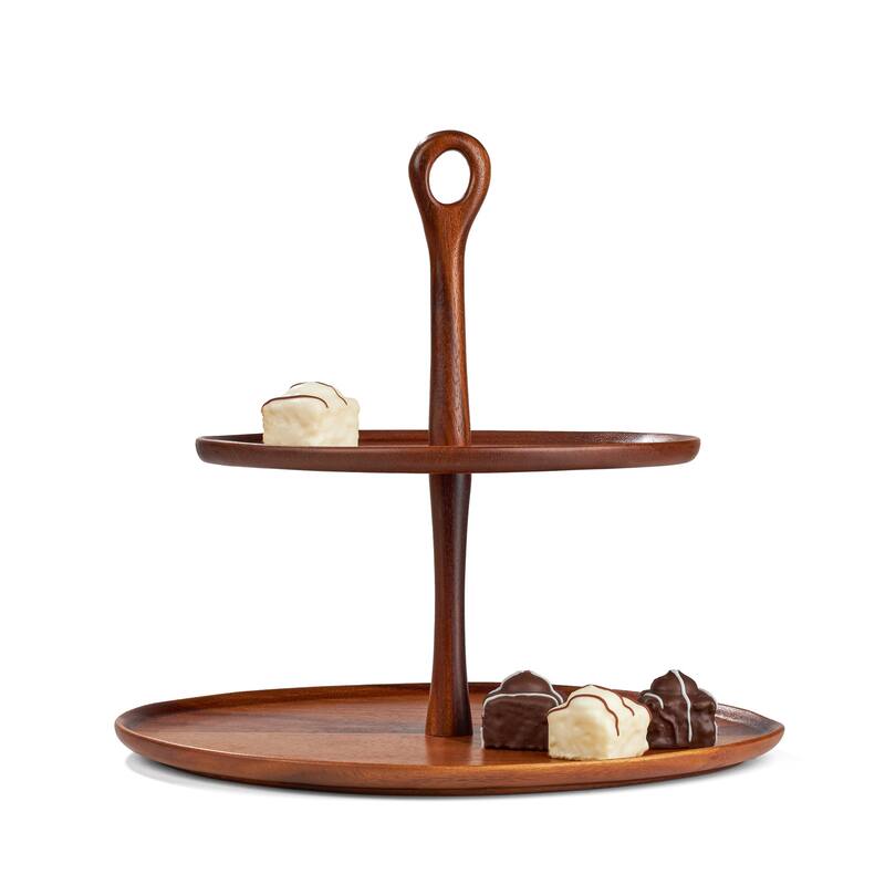Nambe Portables Wood Tiered Dessert Stand - 12 Inch