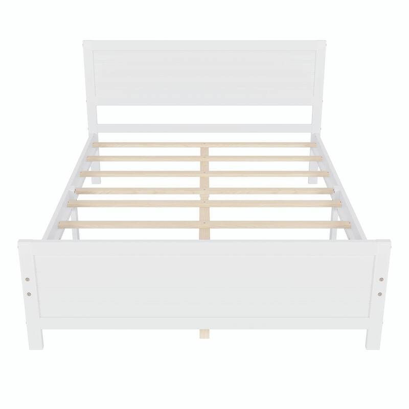 Wood Platform Bed Frame with Headboard and Wood Slat Support