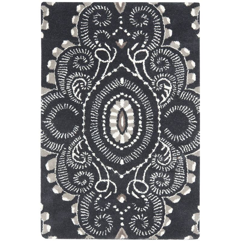 SAFAVIEH Handmade Wyndham Geanina Modern Wool Rug - 2'6" x 4' - Dark Grey/Ivory