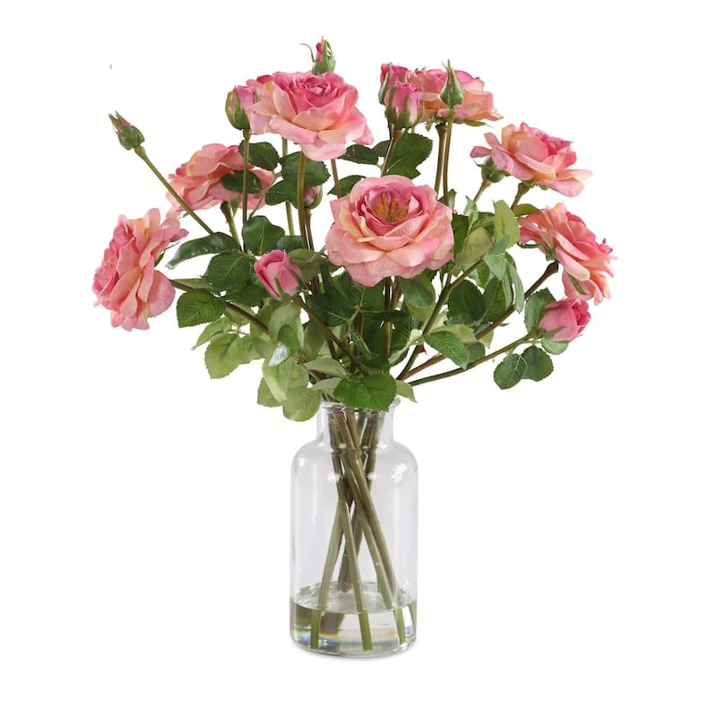 Uttermost 60250 Adoration Rose 12" Wide Roses Artificial Plant in a - Refreshing Pink - Refreshing Pink