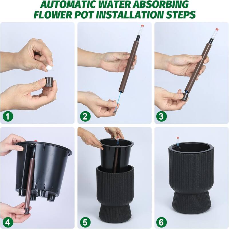 Set of 2 Classic 14.2-in Tall Self-Watering Planters with Water Level Monitor for Indoor and Outdoor Use White