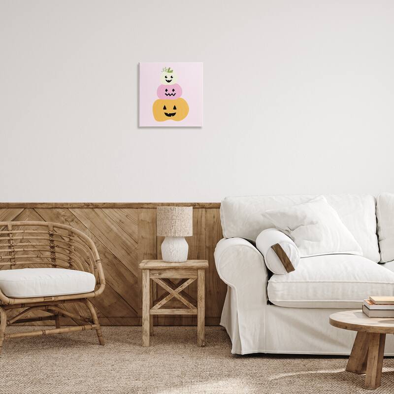 Stupell Pastel Happy Jack-o-Lanterns Canvas Wall Art Design By Sazerelli Designs