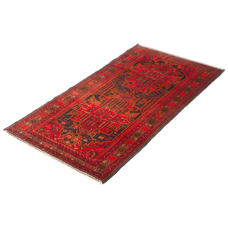ECARPETGALLERY Hand-knotted Teimani Red Wool Rug - 3'6 x 6'6