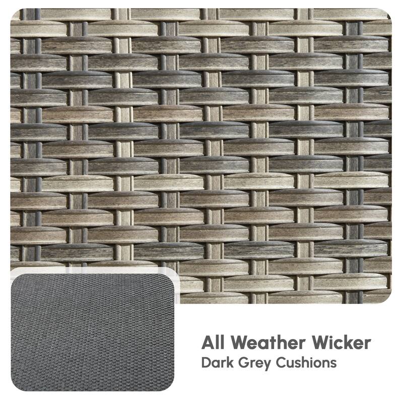 OVIOS 8 Pieces Outdoor Patio Swivel Chair Conversation Set with Fire Table