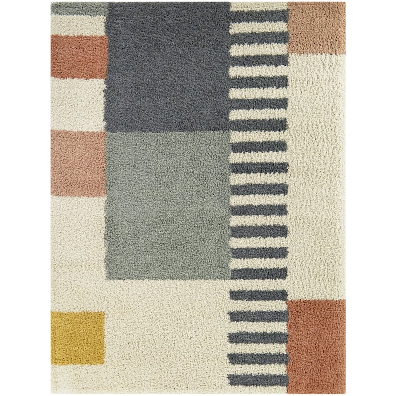 Morant Modern Geometric Modern Shag Area Rug