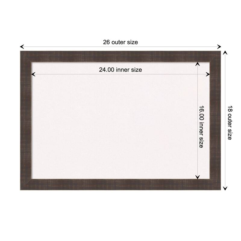 Whiskey Brown Rustic Wood Framed White Corkboard Bulletin Board - Board Size 24x16