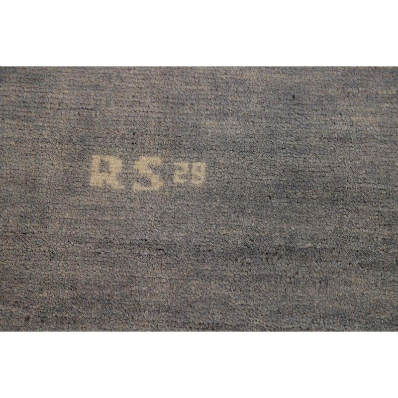 Gray Solid Gabbeh Oriental Foyer Rug Hand-Knotted Wool Carpet - 3'3"x 4'9"