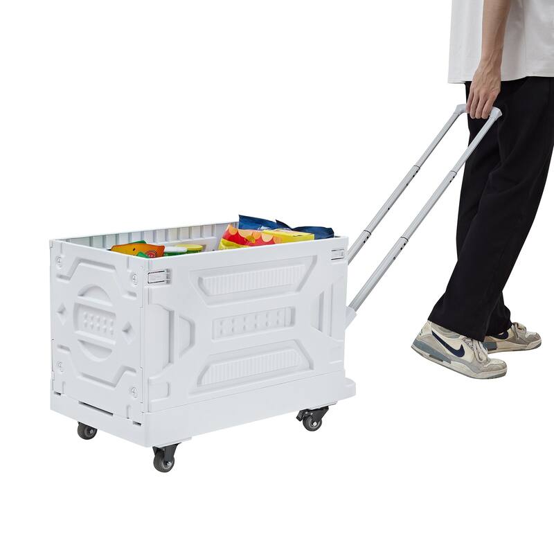 VECELO 23 gallons Shopping Carts with Wheels, Folding Storage Bins, Light Weight Platform Trucks Dolly