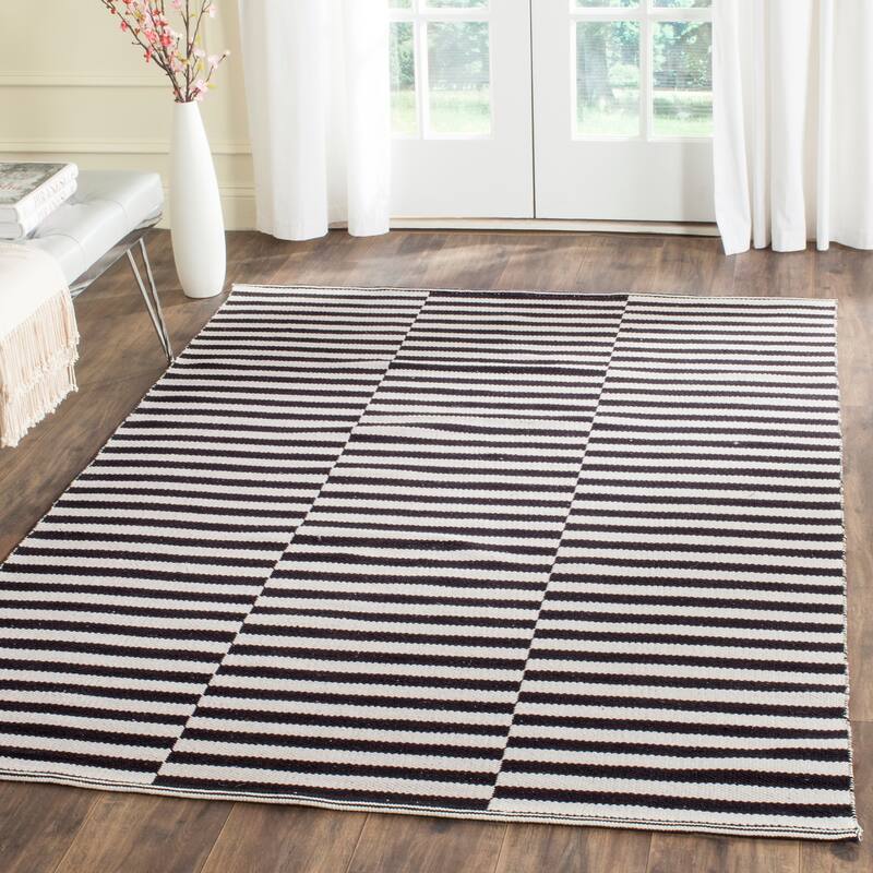SAFAVIEH Handmade Flatweave Montauk Helena Casual Cotton Rug - 3' x 5' - Ivory/Black