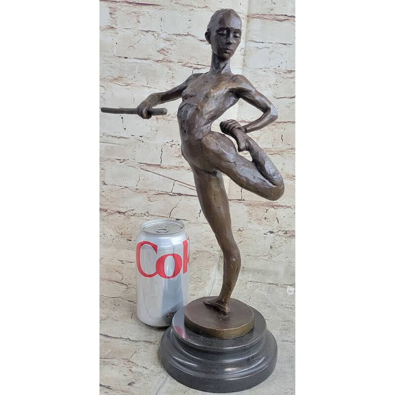 Ballerina Dancer Girl Bronze Statue Sculpture Figure On Marble Base 14 Inches X 8.5 Inches
