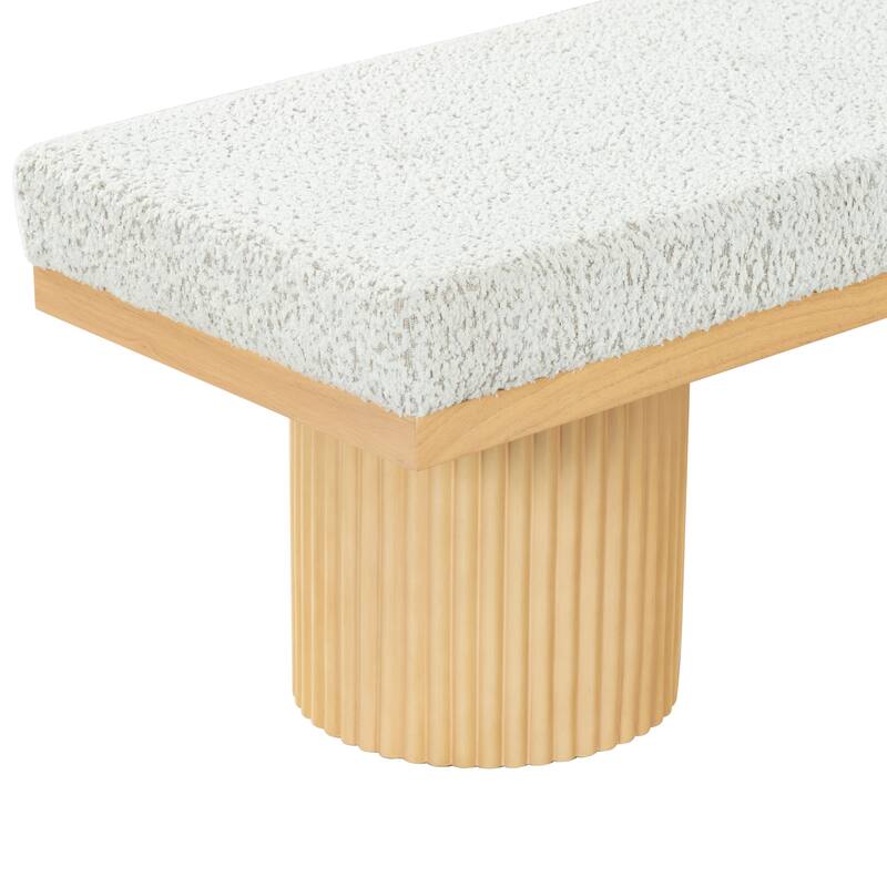 SAFAVIEH Couture Oneida Boucle And Reeded Leg Bench - 56"W x 18"D x 18"H