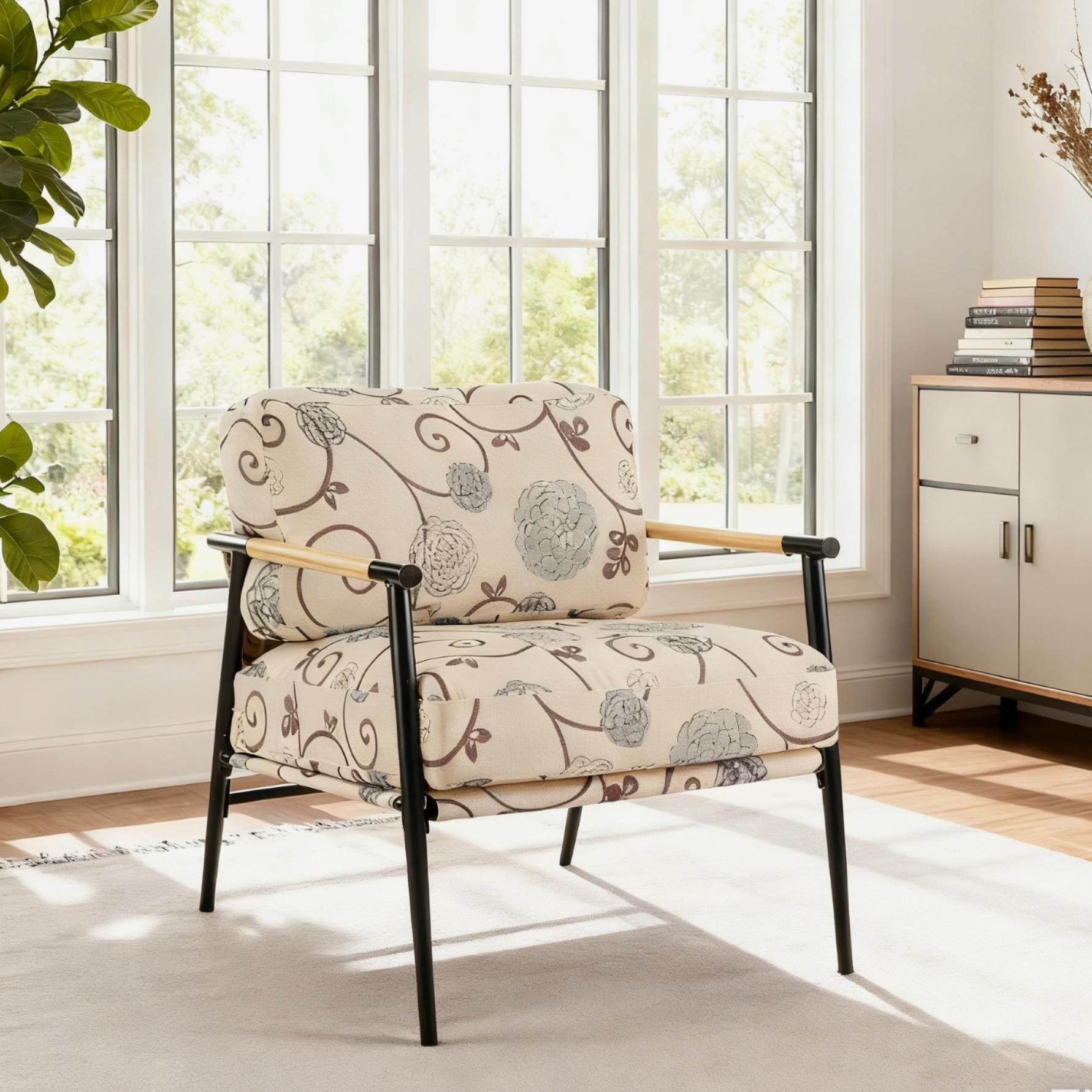 Modern Accent Chair Padded Chair Side Chair with Metal Frame, Reading Chair Reception Chair Vanity Chair
