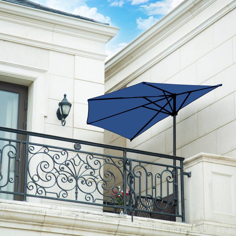 9' Sutton Half Round All-Weather Crank Patio Umbrella