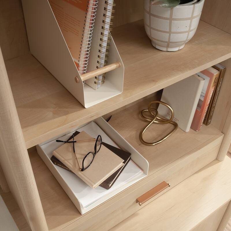 Wood Library Hutch with Rustic Design, Brown - 35.55" W x 15.75" D x 37.21" H