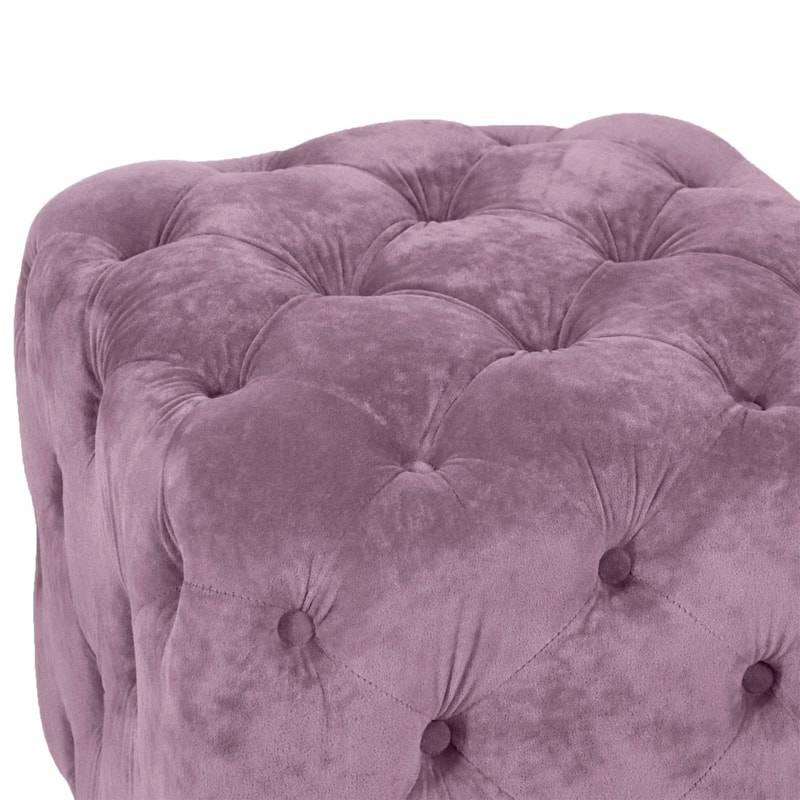 Velvet Upholstered Ottoman, Multi-Functional Dice-Shaped Foot Stool, Dressing Makeup Chair with Hidden Storage Compartment