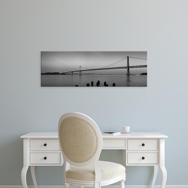 Easy Art Prints Panoramic Image 'Bridge, Pacific ocean, Bay Bridge, San Francisco Bay, California' Canvas Art